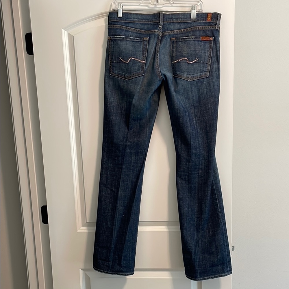 7 For All Mankind Blue Boot Cut with Swarovski crystals